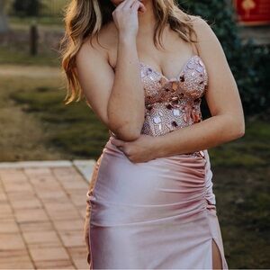 Glamorous Strapless Sequin Dress in Blush